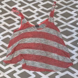 Pink and grey striped oversized tank top